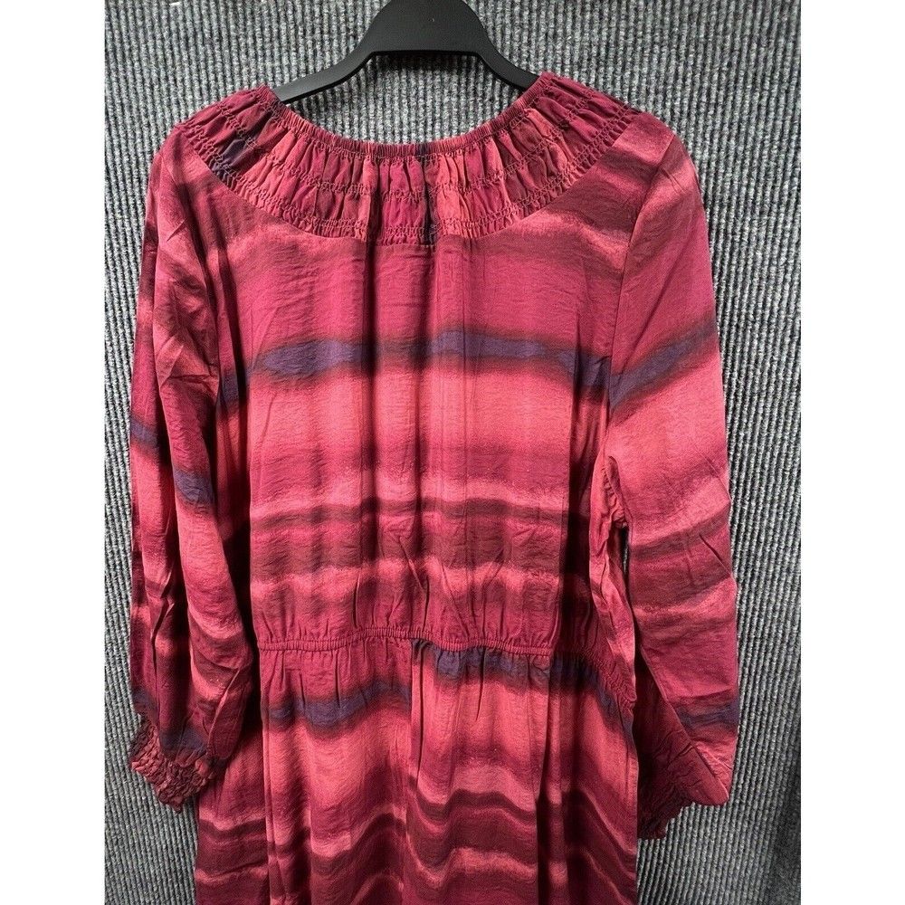 Terra & Sky Maxi Dress Womens 2x (20-22w) Maroon Peasant Tiered Long Sleeve Nwt — image 5 of 8